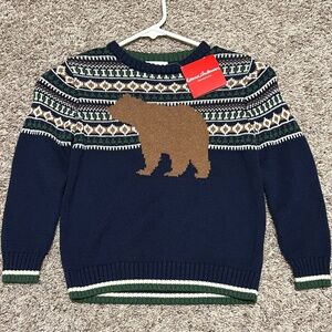 NWT Hanna Andersson Boy's Knit Bear Sweater with Elbow Patches